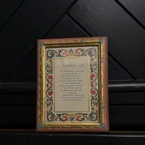 Vintage Florentine framed poem entitled "Baby Girl"